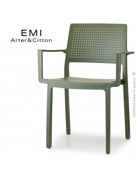 Fauteuil design EMI, structure plastique couleur vert.