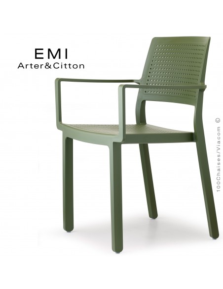 Fauteuil design EMI, structure plastique couleur vert.