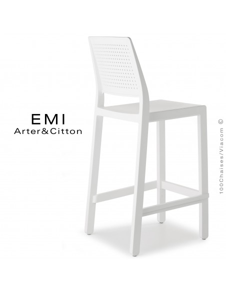 Tabouret de cuisine EMI, structure plastique couleur blanc.