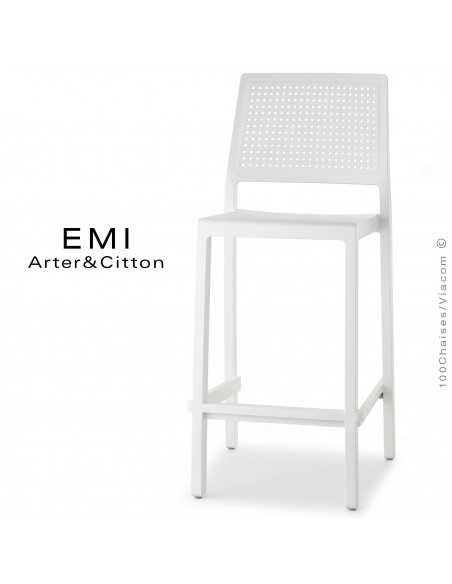 Tabouret de cuisine EMI, structure plastique couleur blanc.