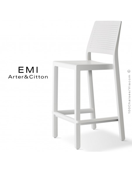 Tabouret de cuisine EMI, structure plastique couleur blanc.