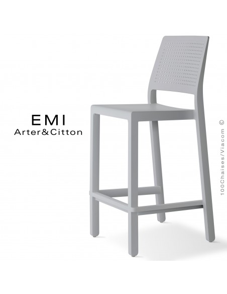 Tabouret de cuisine EMI, structure plastique couleur gris.