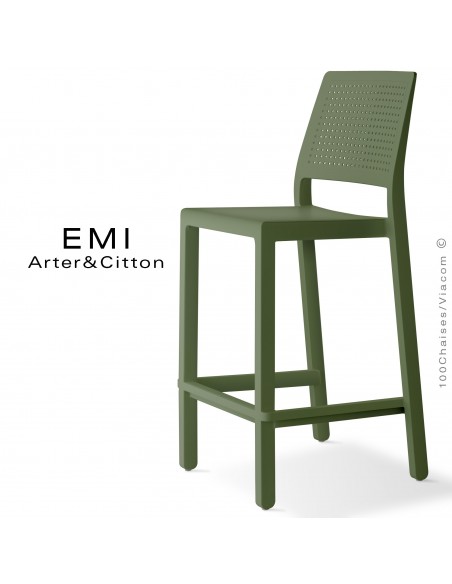 Tabouret de cuisine EMI, structure plastique couleur vert.