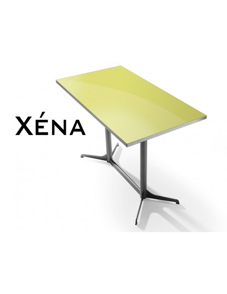 Xéna table rectangulaire, plateau finition jaune.