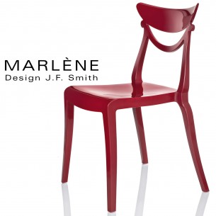 Chaise plastique MARLÈNE, structure nylon brillant, couleur rouge Pompéi.
