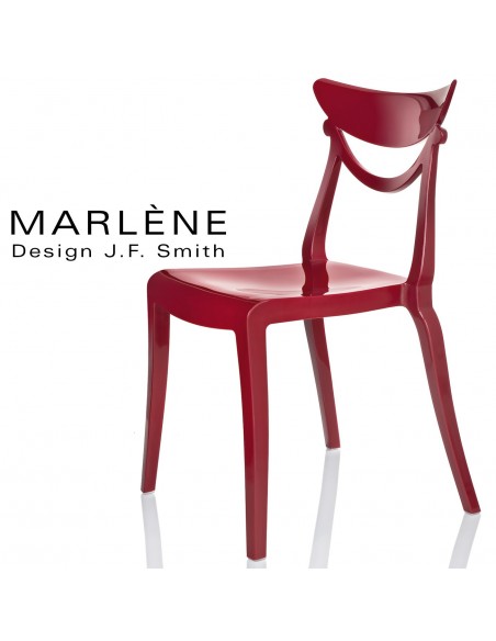 Chaise plastique MARLÈNE, structure nylon brillant, couleur rouge Pompéi.