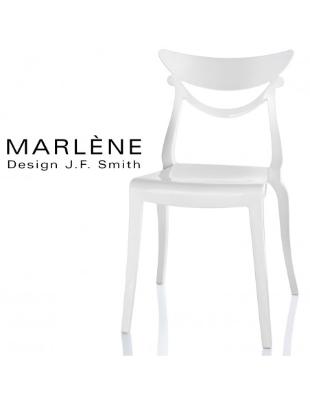 Chaise plastique MARLÈNE, structure nylon brillant, couleur blanc.