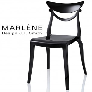 Chaise plastique MARLÈNE, structure nylon brillant, couleur noir.