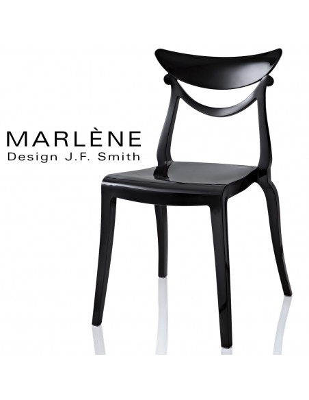 Chaise plastique MARLÈNE, structure nylon brillant, couleur noir.