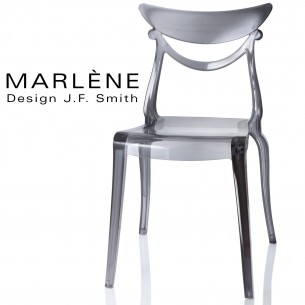 Chaise plastique MARLÈNE, structure polycarbonate couleur fumé.