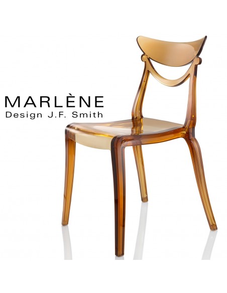 Chaise plastique MARLÈNE, structure polycarbonate couleur ambré.
