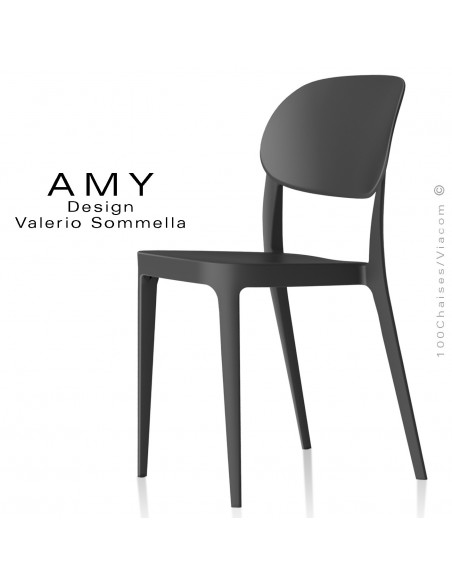 Chaise design AMY structure plastique couleur anthracite - Lot de 4 pièces.