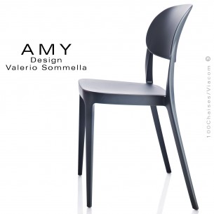 Chaise design AMY structure plastique couleur anthracite - Lot de 4 pièces.