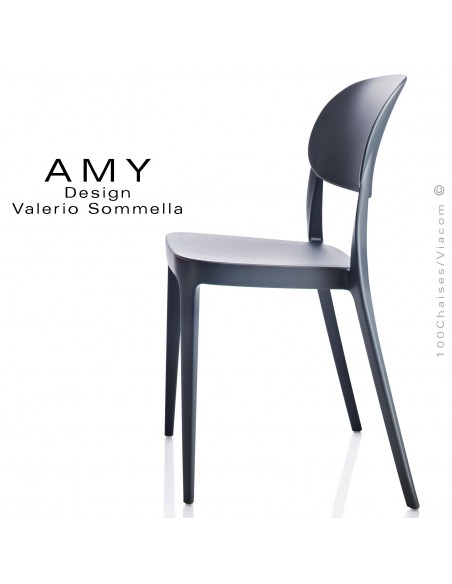 Chaise design AMY structure plastique couleur anthracite - Lot de 4 pièces.