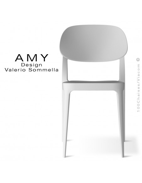 Chaise design AMY structure plastique couleur blanche - Lot de 4 pièces.