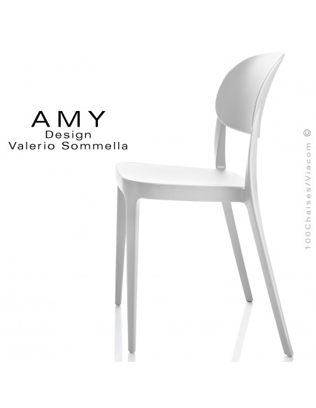 Chaise design AMY structure plastique couleur blanche - Lot de 4 pièces.