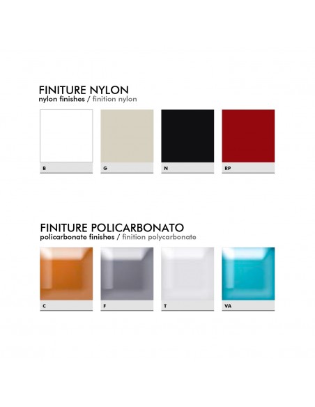 Palette couleur structure pour chaise design MARLÈNE structure plastique opaque brillant couleur.