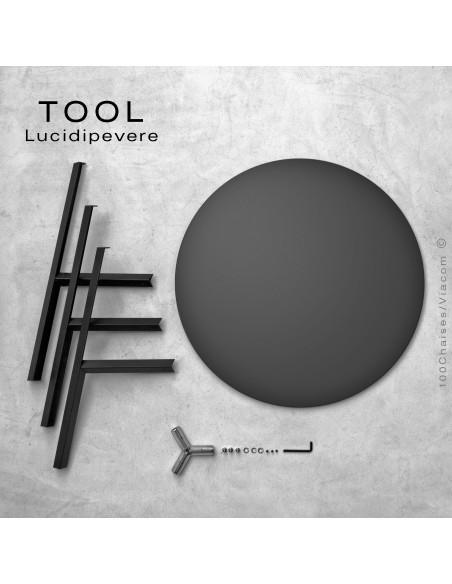 Collection de table TOOL, structure en acier peint métallique.