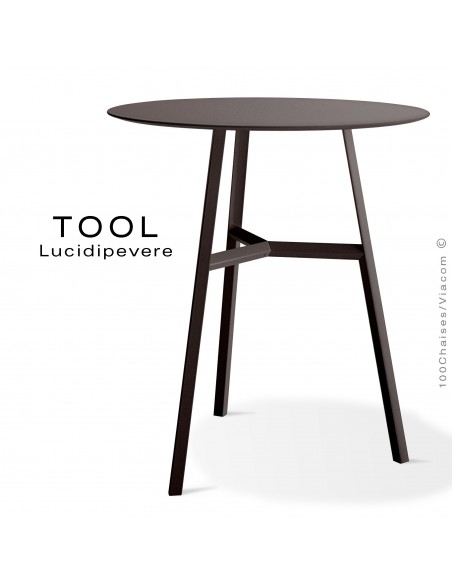 Table TOOL 75, structure en acier peint marron.