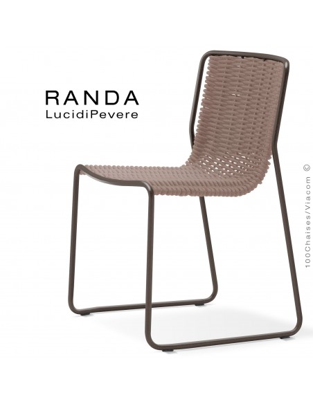 Chaise RANDA, structure acier peint marron, assise et dossier corde unie chanvre 