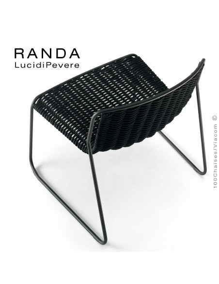 Chaise lounge RANDA, structure acier peint, assise et dossier tressage corde unie.
