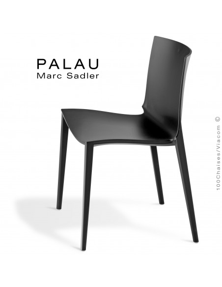 Chaise PALAU, structure plastique, 4 pieds monobloc couleur noir graphite.
