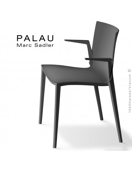 Fauteuil PALAU, structure plastique, 4 pieds monobloc couleur noir graphite.