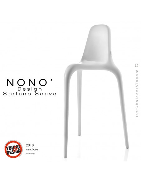 Tabourets design NONO, structure plastique en polypropylène couleur blanc.