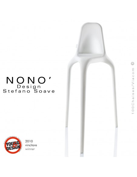 Tabourets design NONO, structure plastique en polypropylène couleur blanc.