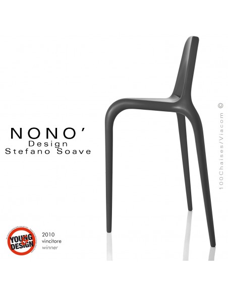 Tabourets design NONO, structure plastique en polypropylène couleur anthracite.