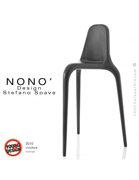 Tabourets design NONO, structure plastique en polypropylène couleur anthracite.