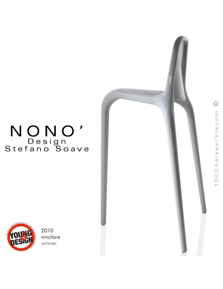 Tabourets design NONO, structure plastique en polypropylène couleur gris.