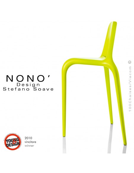 Tabourets design NONO, structure plastique en polypropylène couleur jaune.