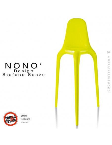 Tabourets design NONO, structure plastique en polypropylène couleur jaune.