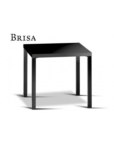 BRISA table carré, structure finition noir, plateau stratifié noir.