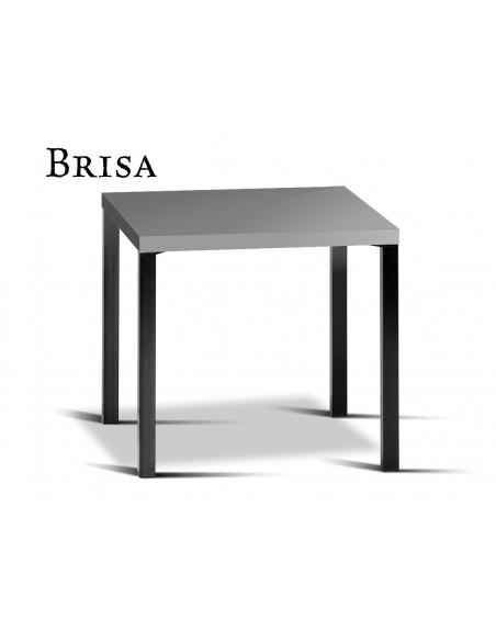 BRISA table carré, structure finition noir, plateau stratifié gris foncé.