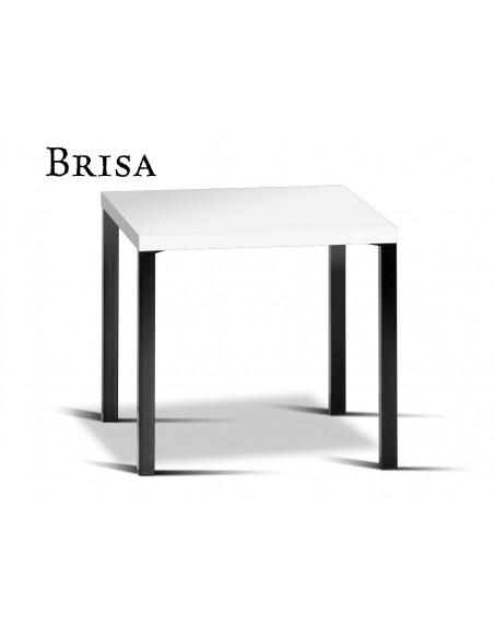BRISA table carré, structure finition noir, plateau stratifié blanc.