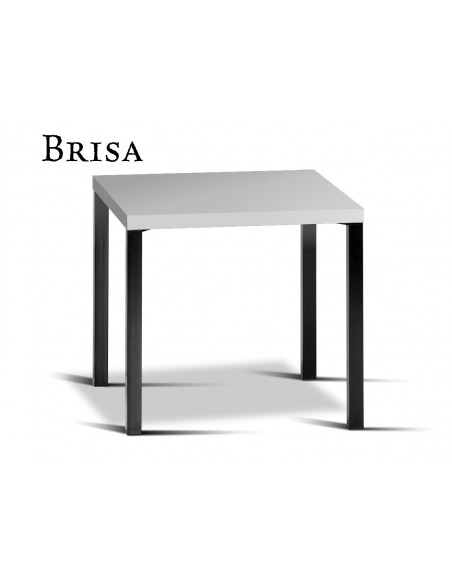 BRISA table carré, structure finition noir, plateau stratifié argent.