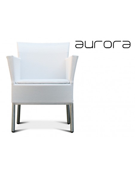 AURORA fauteuil tressé et aluminium, habillage glace.