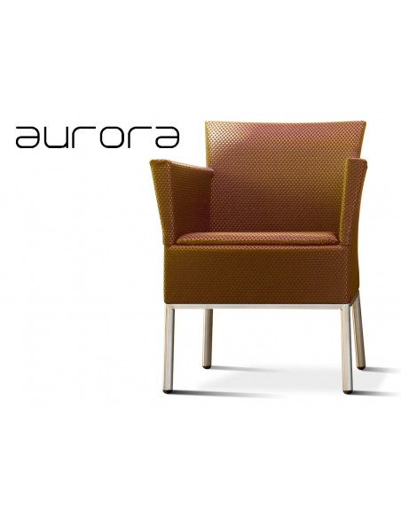 AURORA fauteuil tressé et aluminium, habillage tabac.