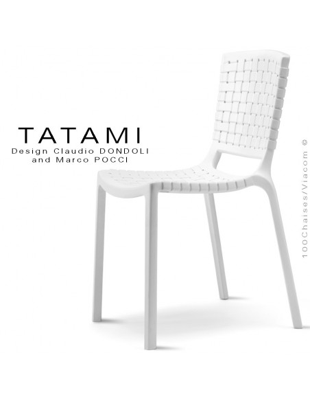 Chaise design TATAMI, structure plastique couleur blanche.