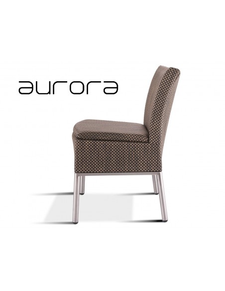 AURORA chaise tressé et aluminium habillage marron.