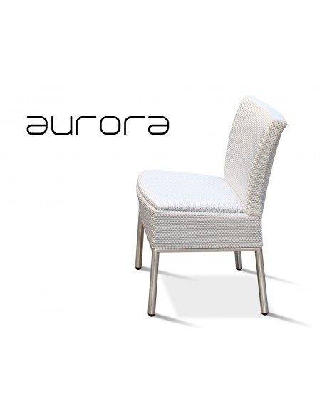 AURORA chaise tressé et aluminium habillage glace.