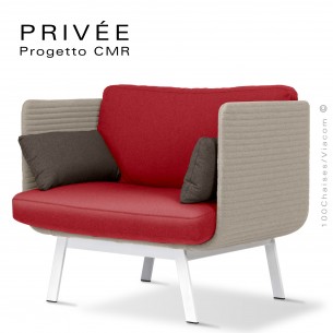 Fauteuil lounge collection PRIVÉE, structure blanche, assise 532, dossier 535.