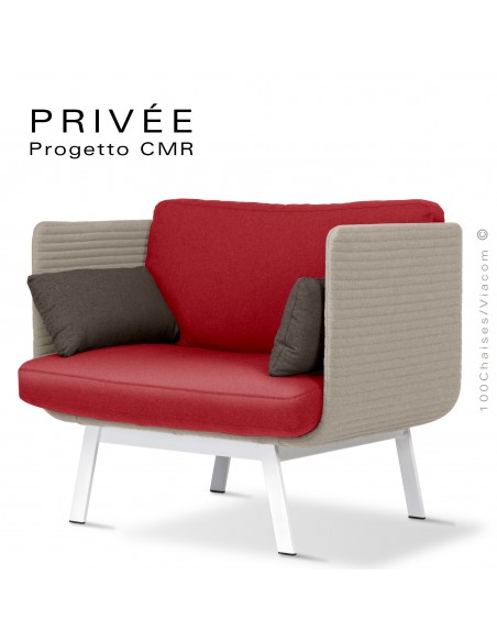 Fauteuil lounge collection PRIVÉE, structure blanche, assise 532, dossier 535.