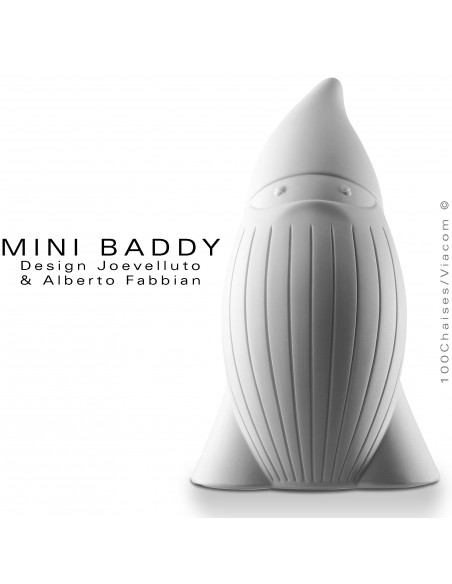 Nain de jardin BADDY Mini, statuette déco en plastique couleur blanche.