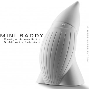 Nain de jardin BADDY Mini, statuette déco en plastique couleur blanche.