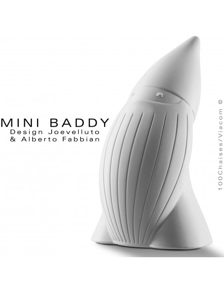 Nain de jardin BADDY Mini, statuette déco en plastique couleur blanche.