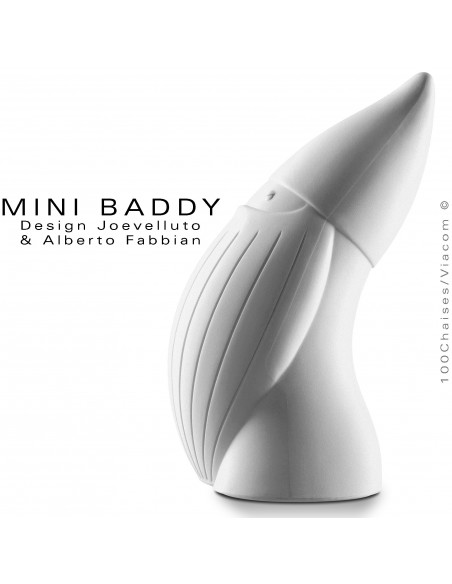 Nain de jardin BADDY Mini, statuette déco en plastique couleur blanche.