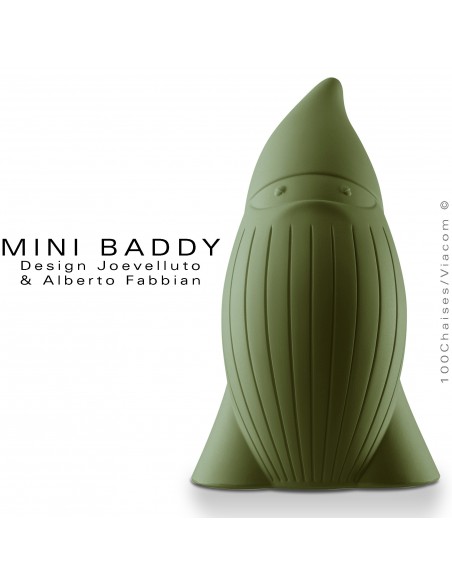 Nain de jardin BADDY Mini, statuette déco en plastique couleur kaki.